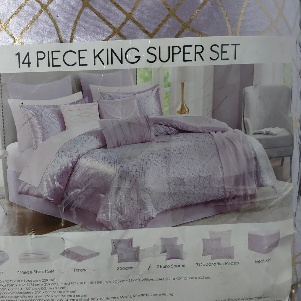 JLA HOME Solene Lilac - Queen, 14-Pc. Comforter Set